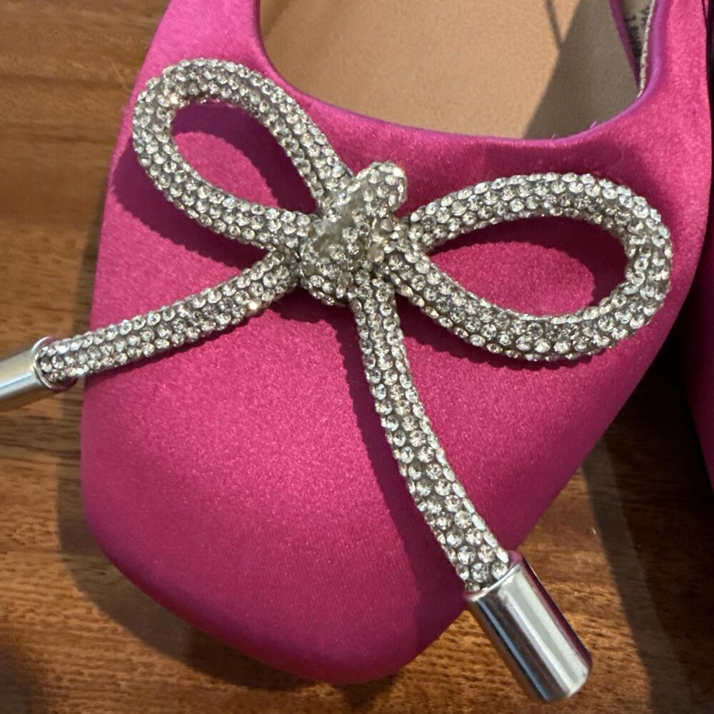 Torrid Satin Mule Formal Shoes SPARKLY Bow 7.5W Wide Width - Picture 6 of 8